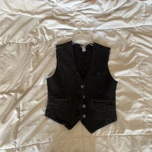 Forever 21 Charcoal Button-Up Vest
